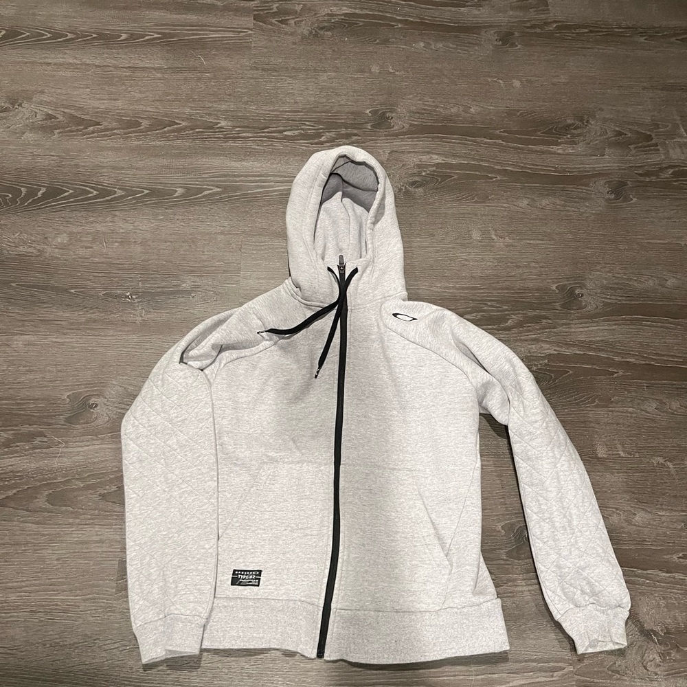 Grey Oakley Fleece Zip-Up Sweatshirt Size Medium